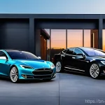 Home 3 애스턴마틴 라피드 E와 테슬라 모델 S 비교 - **A study in contrasting electric luxury.**
A photorealistic, highly detailed image showcasing t...