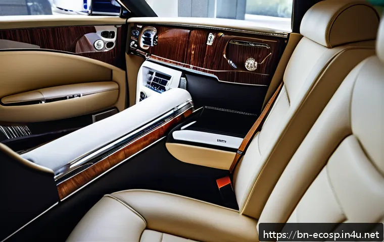 롤스로이스 팬텀의 소모품 관리 팁 - A luxurious Rolls-Royce Phantom interior scene focusing on the pristine beige leather seats being ca...