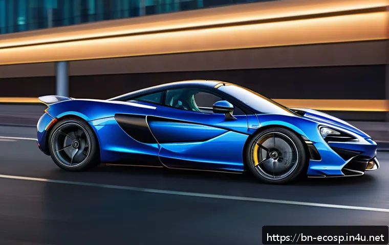 맥라렌 아투라의 하이브리드 시스템 분석 - Hyper-realistic image of a McLaren Artura sports car showcased in an urban environment during golden...